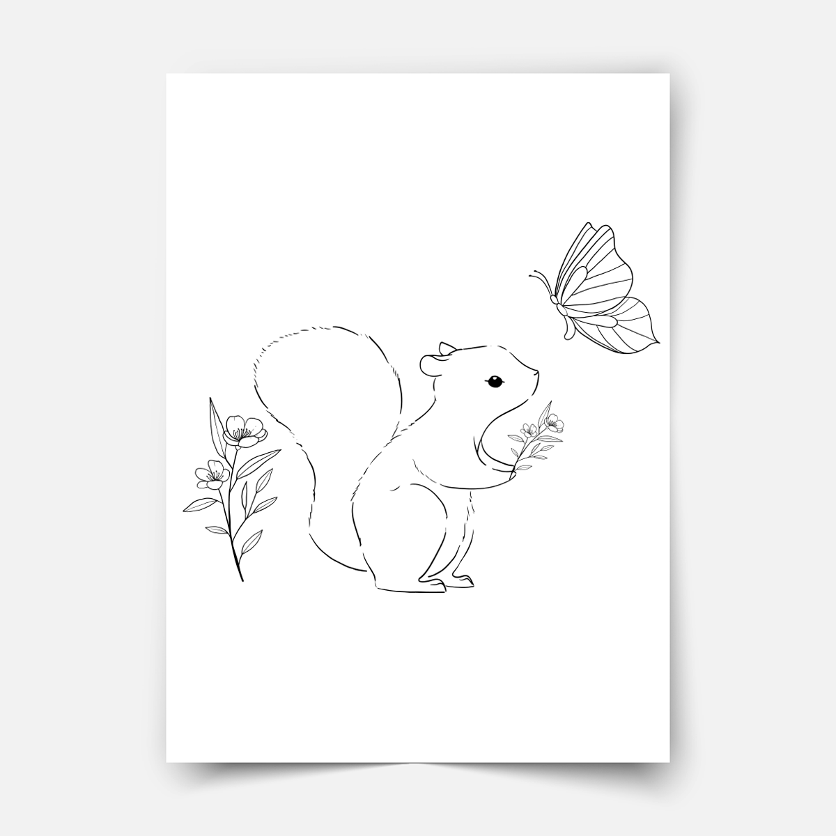 Hand-drawn forest – with butterfly Nursery - Print MICA-MICA friends squirrel